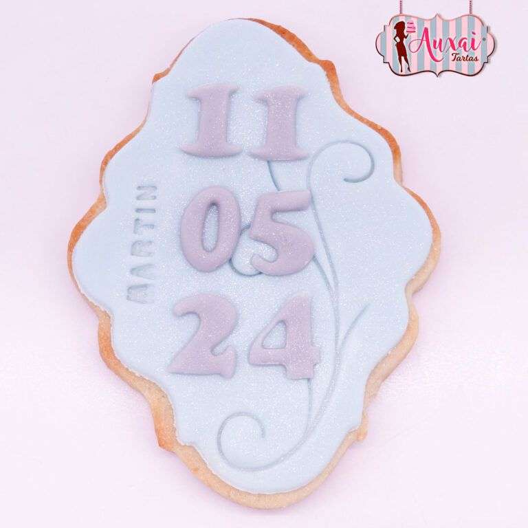 Galleta con fecha de comunión o bautizo