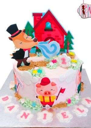 Tarta 3 cerditos y lobo feroz