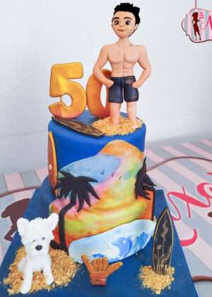 Tarta 50 años chico surfista