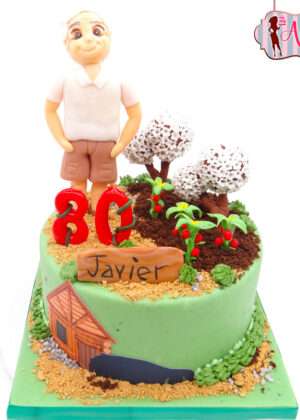 Tarta 80 años el abuelo y su huerto