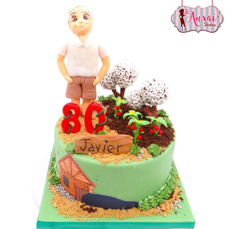 Tarta 80 años: abuelo y su huerto