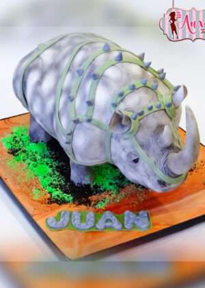 Tarta animales rinoceronte 3D