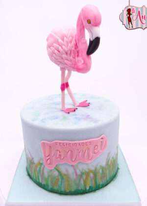 Tarta animales flamenco