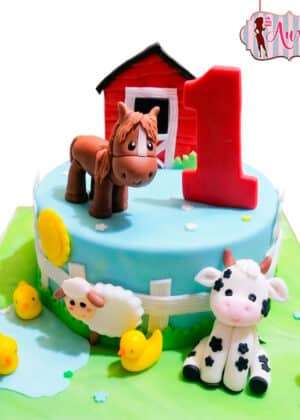 Tarta animales de la granja sencilla