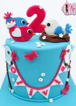 Tarta animales pajaritos 2D