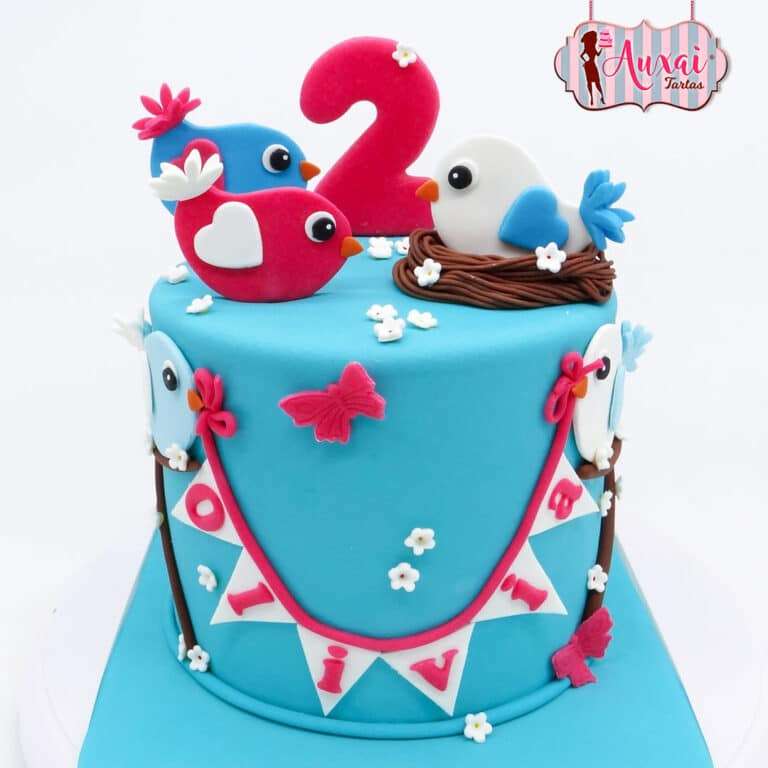 Tarta Infantil Pajaritos del Bosque en Fondant