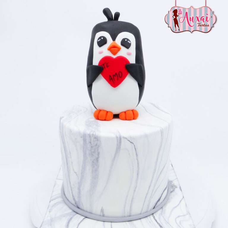 Tarta pingüino enamorado