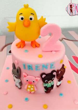 Tarta animales pollito pio
