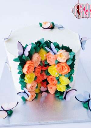 Tarta open book con flores