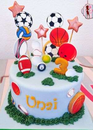 Tarta balones y estrellas