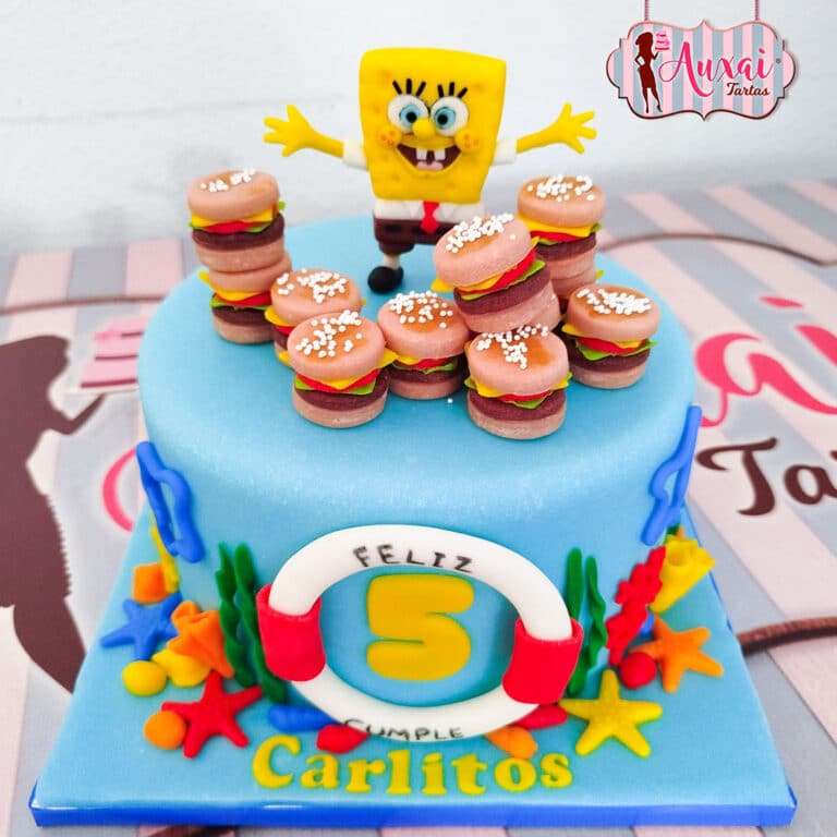Tarta Infantil Bob Esponja con Hamburguesas de Diseño