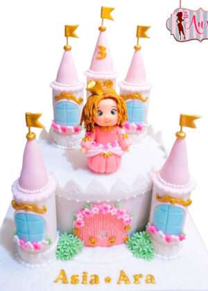 Tarta castillo de princesa blanco