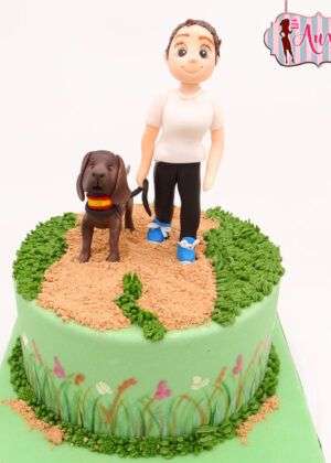 Tarta chica y su perro