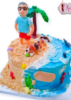 Tarta chico en la playa