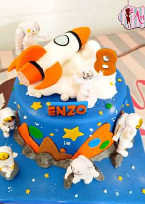 Tarta cohete y astronautas