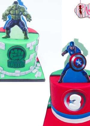 Tarta doble Super héroes