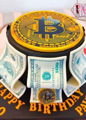 Tarta Bitcoin y dólares
