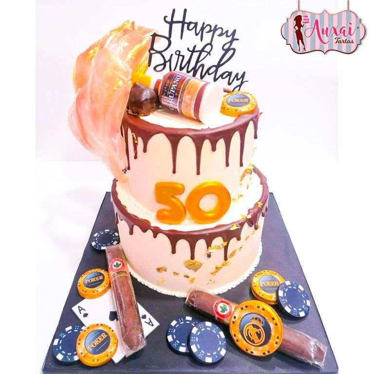 Tarta para chico licor puros y póker