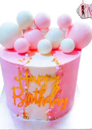 Tarta globos rosa - sin fondant