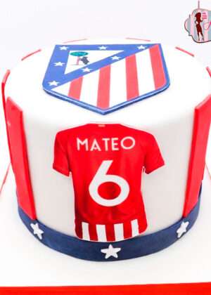Tarta fútbol Atlético de Madrid sencilla