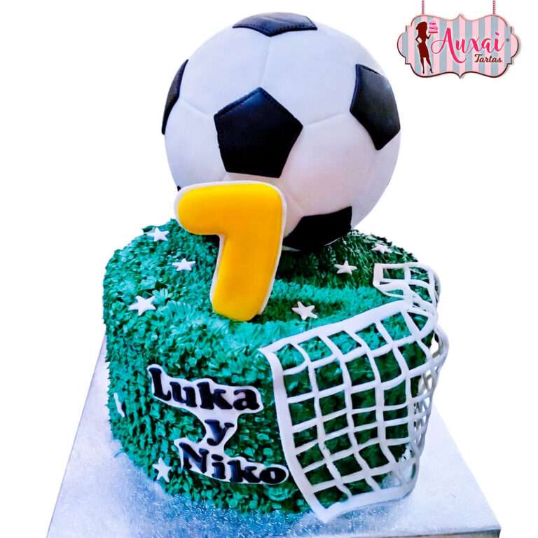 Tarta fútbol balón y red