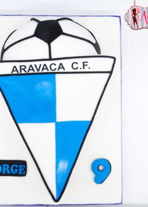Tarta fútbol escudo Aravaca 3D