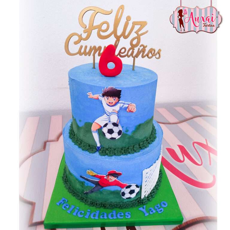 Tarta fútbol Oliver y Benji - sin fondant