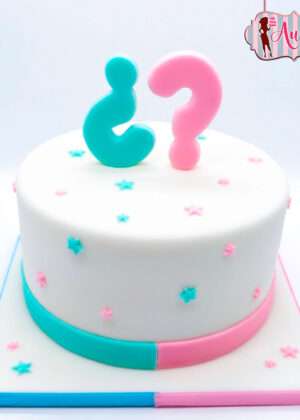 Tarta gender reveal interrogación