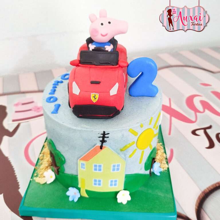 Tarta Infantil George Peppa Pig y su Coche Rojo