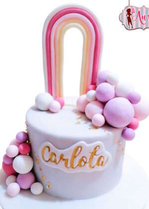 Tarta globos y arcoíris