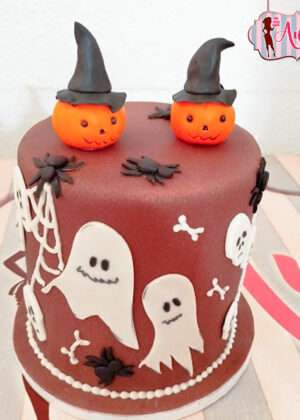 Tarta halloween calabazas y fantasmas