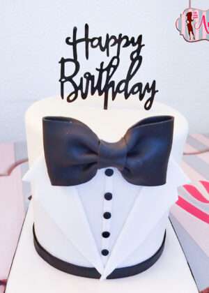 Tarta hombre pajarita negra