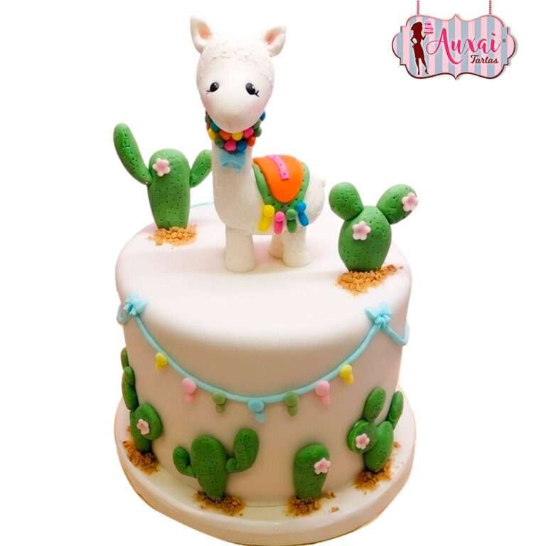 Tarta Infantil Llama Festiva y Cactus de Diseño