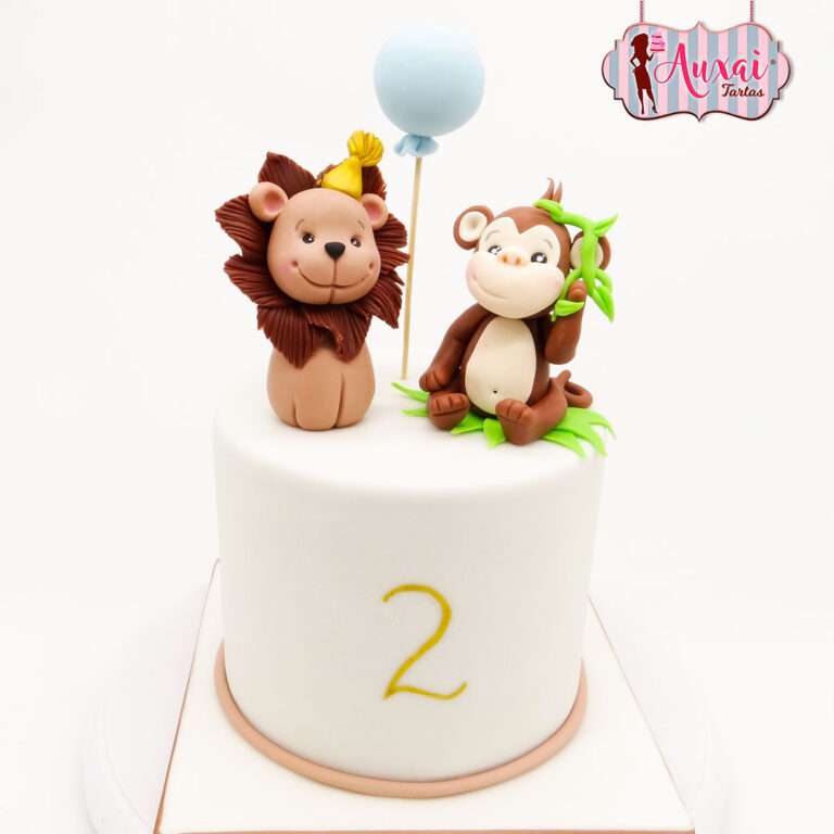 Tarta Infantil Selva Dulce con León y Mono
