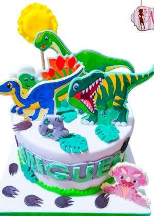 Tarta dinosaurios bebés papel de azúcar