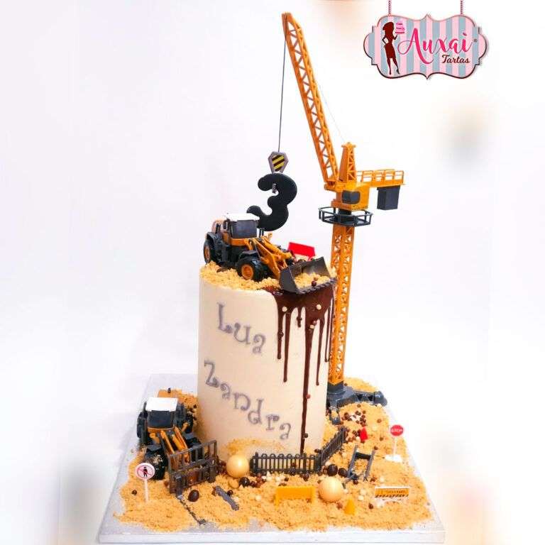 Tarta infantil excavadora - sin fondant