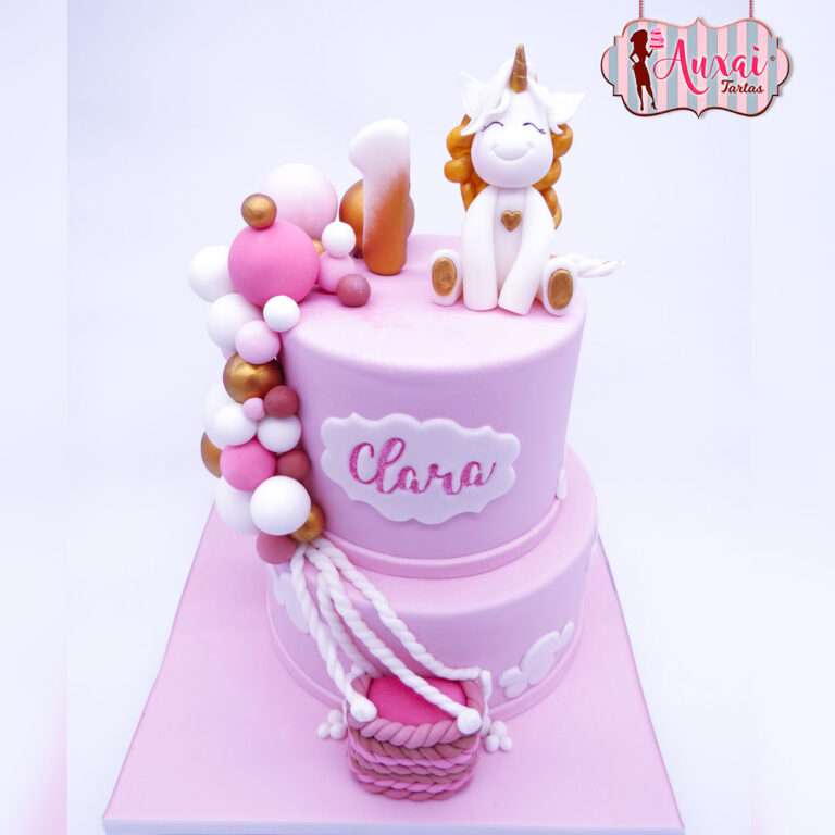 Tarta Infantil Clara de Unicornio y Globos