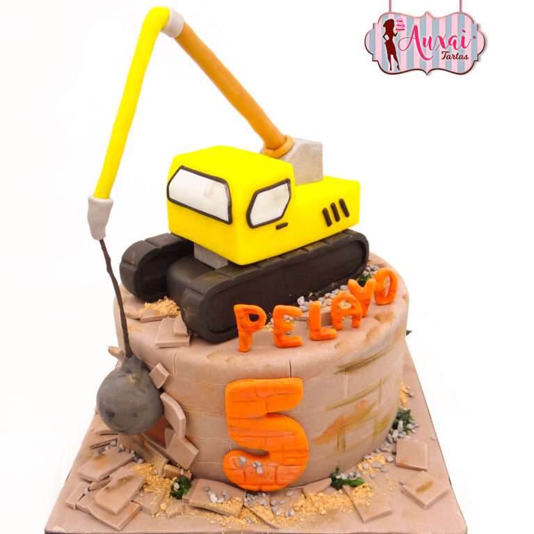 Tarta de Cumpleaños Excavadora de Demolición Pelayo