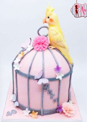 Tarta animales ninfa en su jaula