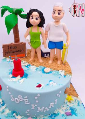 Tarta jubilación playa