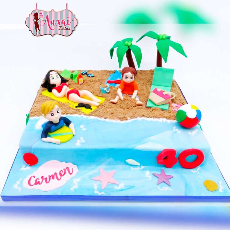 Tarta Personalizada Escena de Playa Familiar