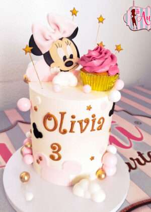 Tarta Disney Minnie bebé con cupcake