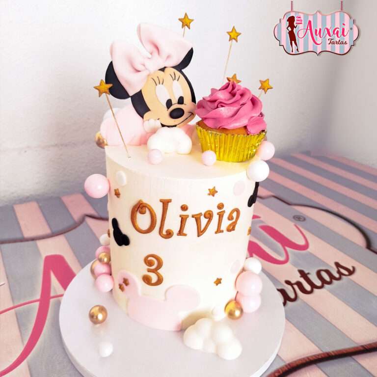 Tarta Infantil Minnie Bebé con Cupcake