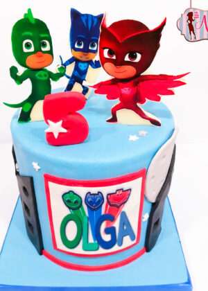 Tarta Pj Mask papel de azúcar