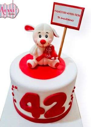 Tarta San Valentín con oso de peluche