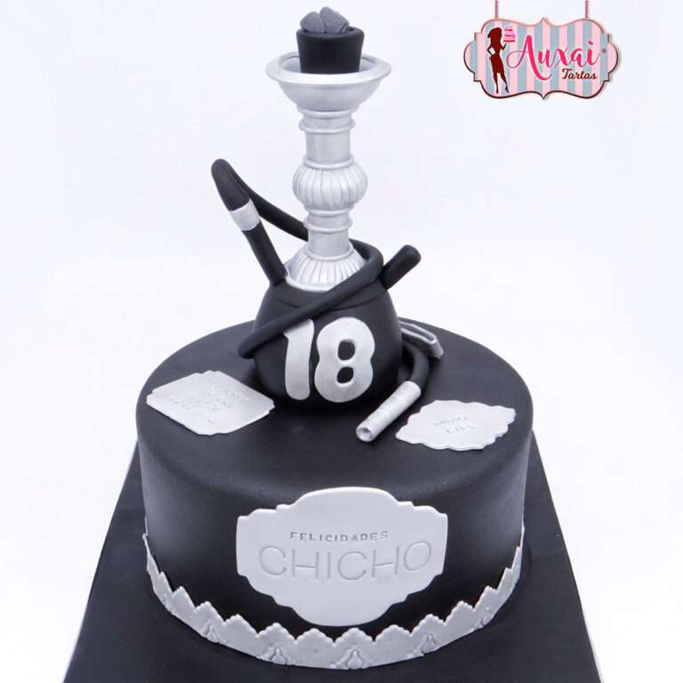 Tarta de Cumpleaños Shisha Elegance en Negro y Plata