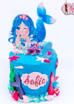 Tarta sirena papel de azúcar