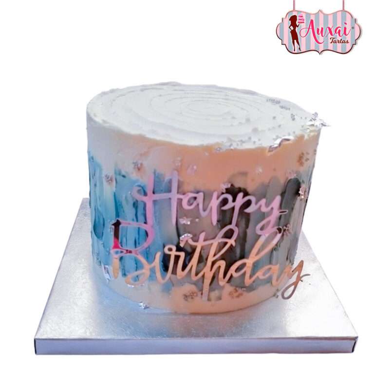 Tarta de cumpleaños con topper lateral personalizado