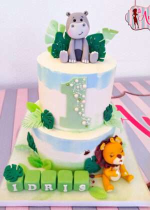 Tarta 1 año animales de la selva - sin fondant