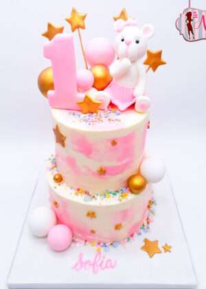 Tarta 1 año oso y estrellas